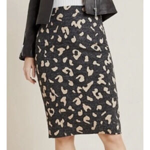 Anthropologie Maeve Delphine sweater knit pencil skirt Leopard print Size Small